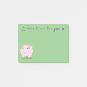 Cute roze pot bellied pig cartoon illustratie post-it® notes