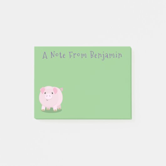 Cute roze pot bellied pig cartoon illustratie post-it® notes (Voorkant)