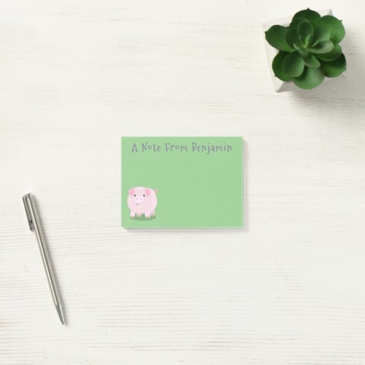 Cute roze pot bellied pig cartoon illustratie post-it® notes (Kantoor)