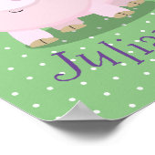 Cute roze pot bellied pig cartoon illustratie poster (Hoek)