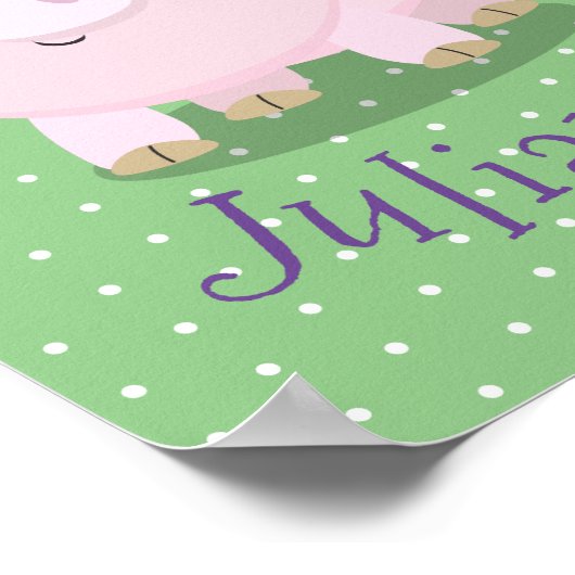 Cute roze pot bellied pig cartoon illustratie poster (Hoek)