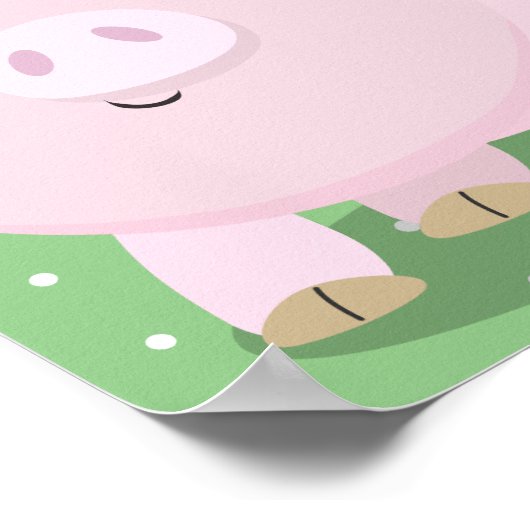 Cute roze pot bellied pig cartoon illustratie poster (Hoek)
