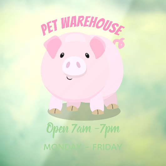 Cute roze pot bellied pig cartoon illustratie raamsticker (Vel 3)