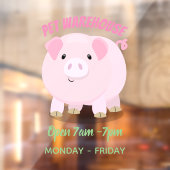 Cute roze pot bellied pig cartoon illustratie raamsticker (Vel 2)