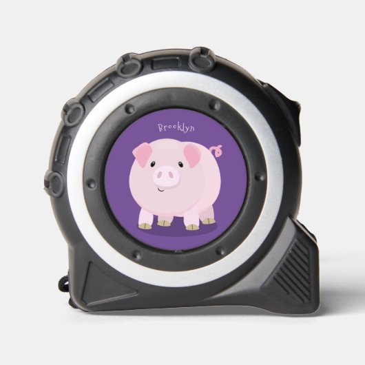 Cute roze pot bellied pig cartoon illustratie rolmaat (Voorkant)