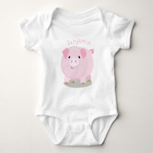 Cute roze pot bellied pig cartoon illustratie romper