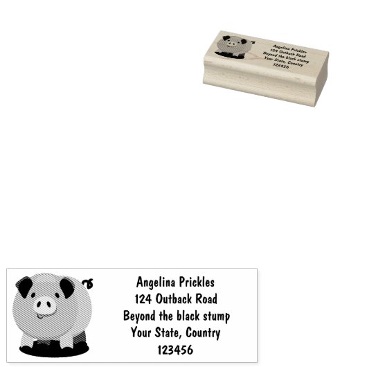 Cute roze pot bellied pig cartoon illustratie rubberstempel (Gestempeld)