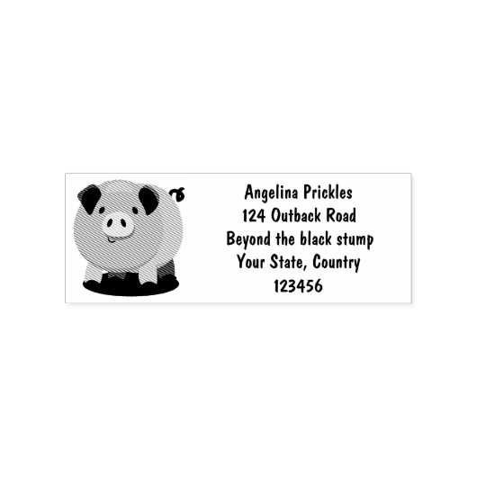 Cute roze pot bellied pig cartoon illustratie rubberstempel (Afrduk)