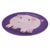 Cute roze pot bellied pig cartoon illustratie snijplank (Hoek)