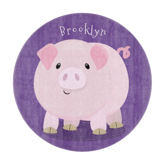 Cute roze pot bellied pig cartoon illustratie snijplank (Voorkant)