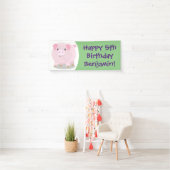 Cute roze pot bellied pig cartoon illustratie spandoek (Insitu)