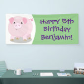 Cute roze pot bellied pig cartoon illustratie spandoek (Beurs)