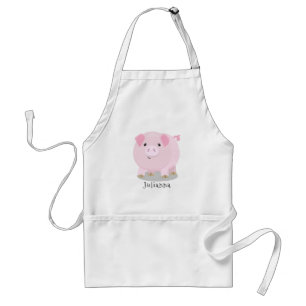 Cute roze pot bellied pig cartoon illustratie standaard schort