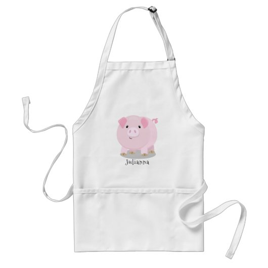 Cute roze pot bellied pig cartoon illustratie standaard schort (Voorkant)