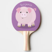 Cute roze pot bellied pig cartoon illustratie tafeltennisbatje (Achterkant)
