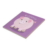Cute roze pot bellied pig cartoon illustratie tegeltje (Zijkant)