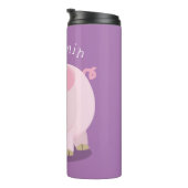 Cute roze pot bellied pig cartoon illustratie thermosbeker (Geroteerd rechts)