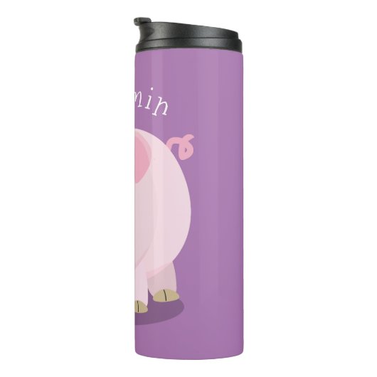 Cute roze pot bellied pig cartoon illustratie thermosbeker (Geroteerd rechts)