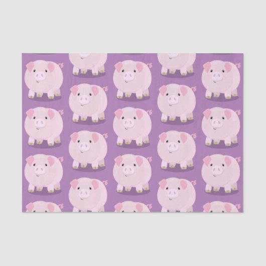 Cute roze pot bellied pig cartoon illustratie tissuepapier (Voorkant)