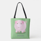 Cute roze pot bellied pig cartoon illustratie tote bag (Achterkant)