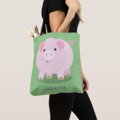 Cute roze pot bellied pig cartoon illustratie tote bag (Dichtbij)