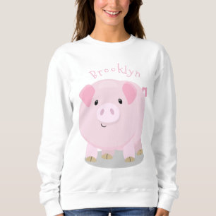 Cute roze pot bellied pig cartoon illustratie trui