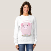 Cute roze pot bellied pig cartoon illustratie trui (Voorkant volledig)