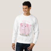 Cute roze pot bellied pig cartoon illustratie trui (Voorkant volledig)