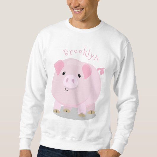 Cute roze pot bellied pig cartoon illustratie trui (Voorkant)