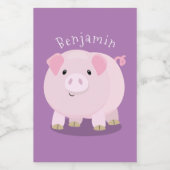 Cute roze pot bellied pig cartoon illustratie voedselcontainer etiket (Enkel label)