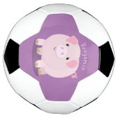 Cute roze pot bellied pig cartoon illustratie voetbal (Gedraaid)
