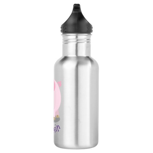 Cute roze pot bellied pig cartoon illustratie waterfles  (Rechts)