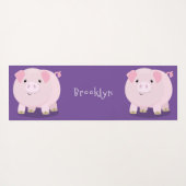 Cute roze pot bellied pig cartoon illustratie yogamat (Achterkant (horizontaal))