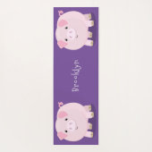 Cute roze pot bellied pig cartoon illustratie yogamat (Achterkant)