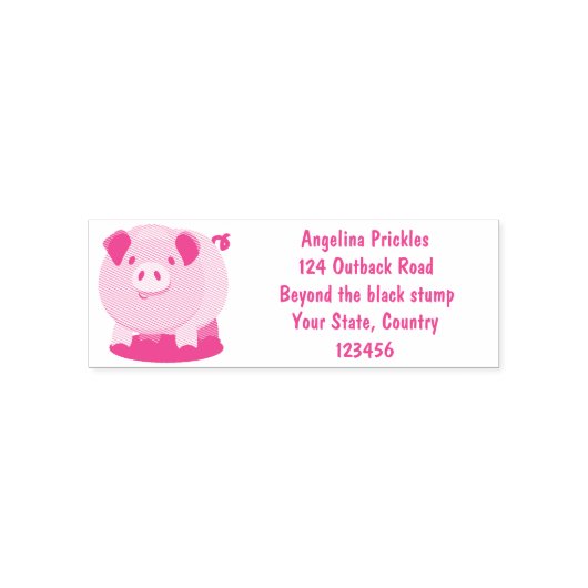 Cute roze pot bellied pig cartoon illustratie zelfinktende stempel (Design)