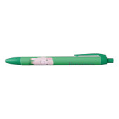 Cute roze pot bellied pig cartoon illustratie zwarte inkt pen (Bovenkant)