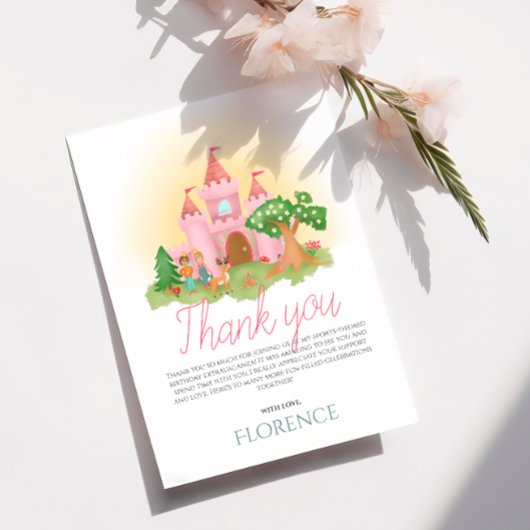 Cute Roze Prinses Kinderverjaardag Bedankkaart