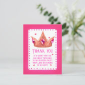 Cute Roze Prinses Verjaardag Platte Bedankkaart (Staand voorkant)