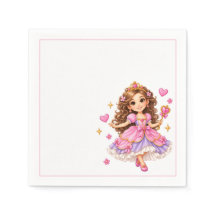 Cute Roze Prinses Verjaardag Servetten