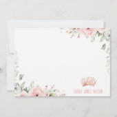 Cute Roze Prinsessen Kroon Tiara Bloem Verjaardag Notitiekaartje (Voorkant)