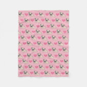 Cute roze puggen met hartenband fleece deken (Voorkant)