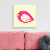 Cute roze quirky vogels canvas afdruk (Insitu (Woonkamer))