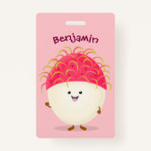 Cute roze rambutan cartoon afbeelding badge (Achterkant)