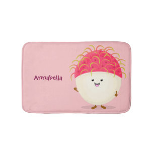 Cute roze rambutan cartoon afbeelding badmat