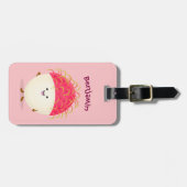 Cute roze rambutan cartoon afbeelding bagagelabel (Voorkant horizontaal)