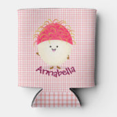 Cute roze rambutan cartoon afbeelding blikjeskoeler (Voorkant)