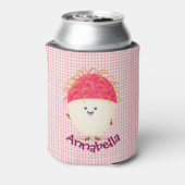 Cute roze rambutan cartoon afbeelding blikjeskoeler (Blikje Achterkant)