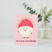 Cute roze rambutan cartoon afbeelding briefkaart (Staand voorkant)
