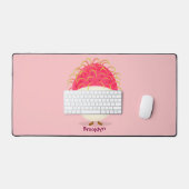 Cute roze rambutan cartoon afbeelding bureaumat (Keyboard & Muis)