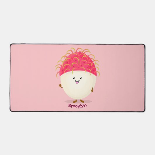 Cute roze rambutan cartoon afbeelding bureaumat (Voorkant)